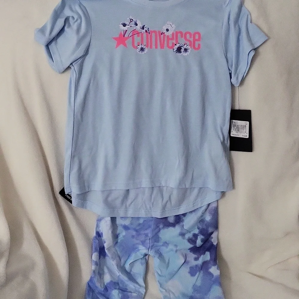 Converse Light Blue T-Shirt with Pink Logo